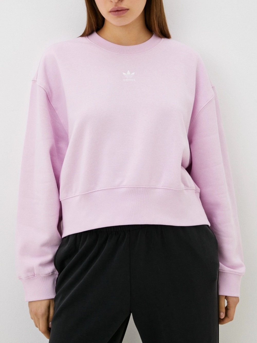 ADIDAS Originals Pastel Lavender/Pink Cropped Crew Sweatshirt size small